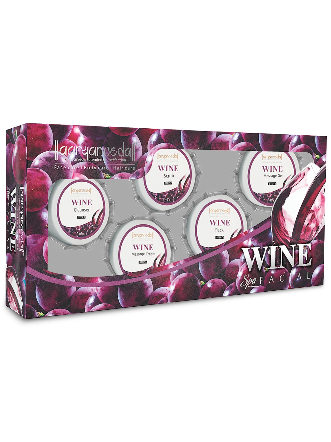 

Aryanveda Wine Facial Kit With Chamomile Extracts For Soft & Supple Skin - 210g, Burgundy