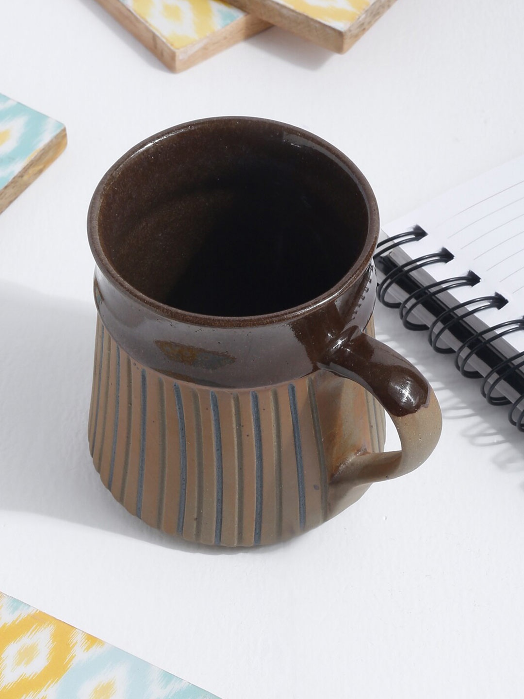 

EK BY EKTA KAPOOR Brown & Grey Handmade Glazed Ceramic Matte Mug