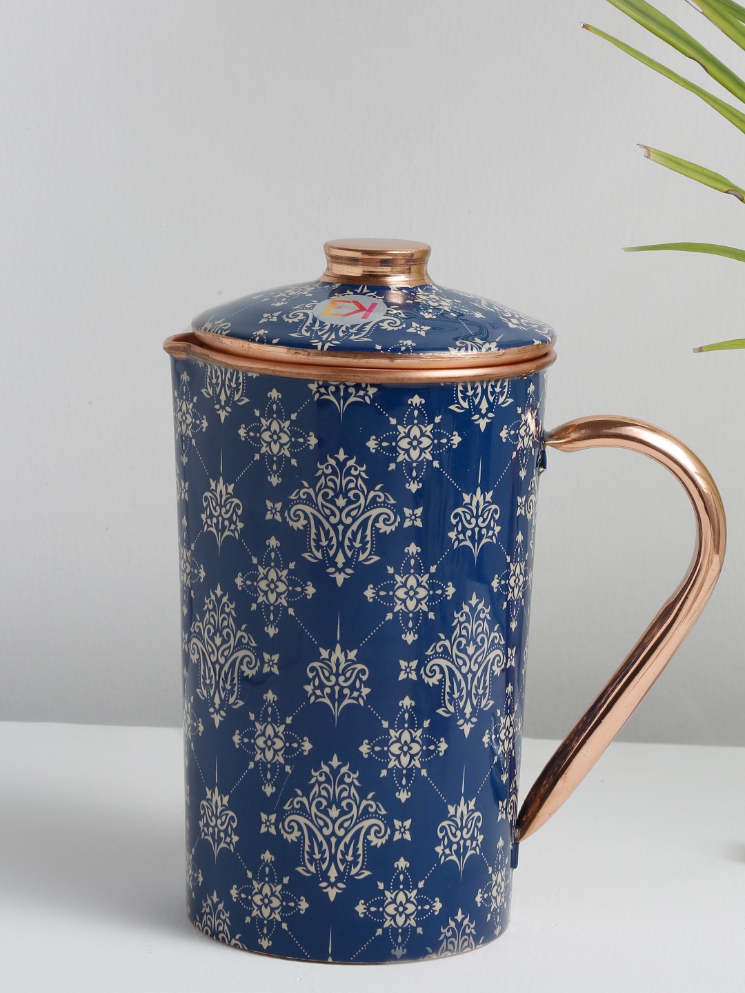 

EK BY EKTA KAPOOR Blue & White Enamel Printed Copper Jug 1.5 L