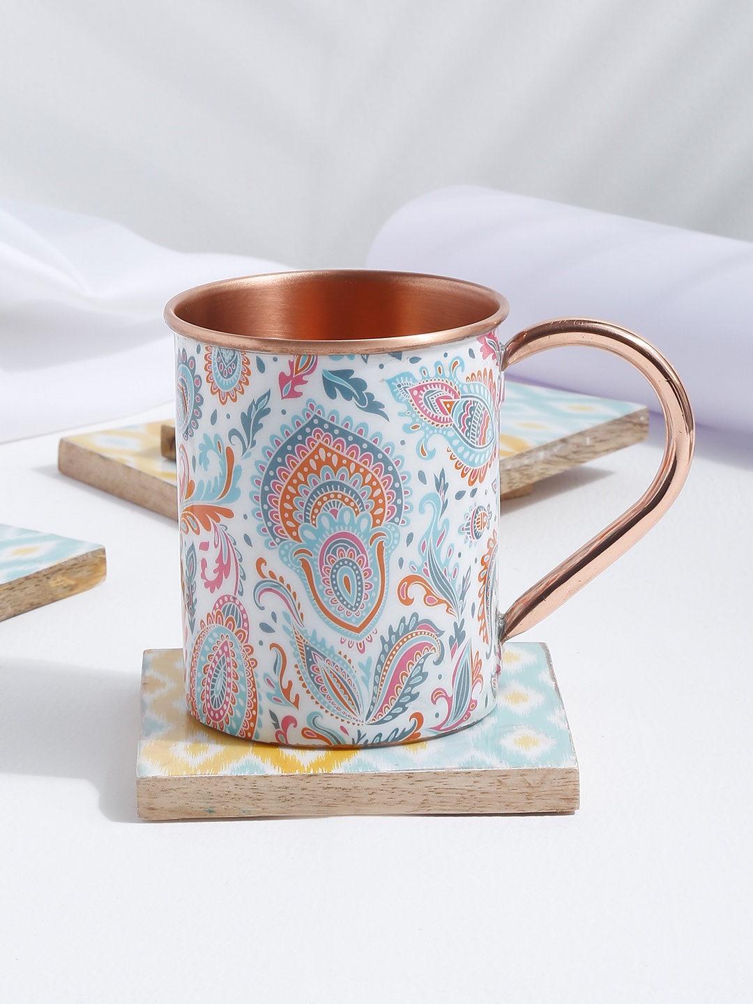 

EK BY EKTA KAPOOR White Enamel Printed Copper Glossy Mug 350 ml
