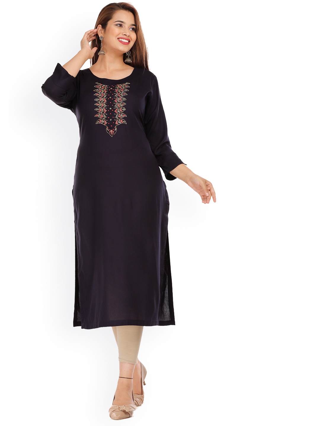 

KALINI Women Navy Blue Kurta