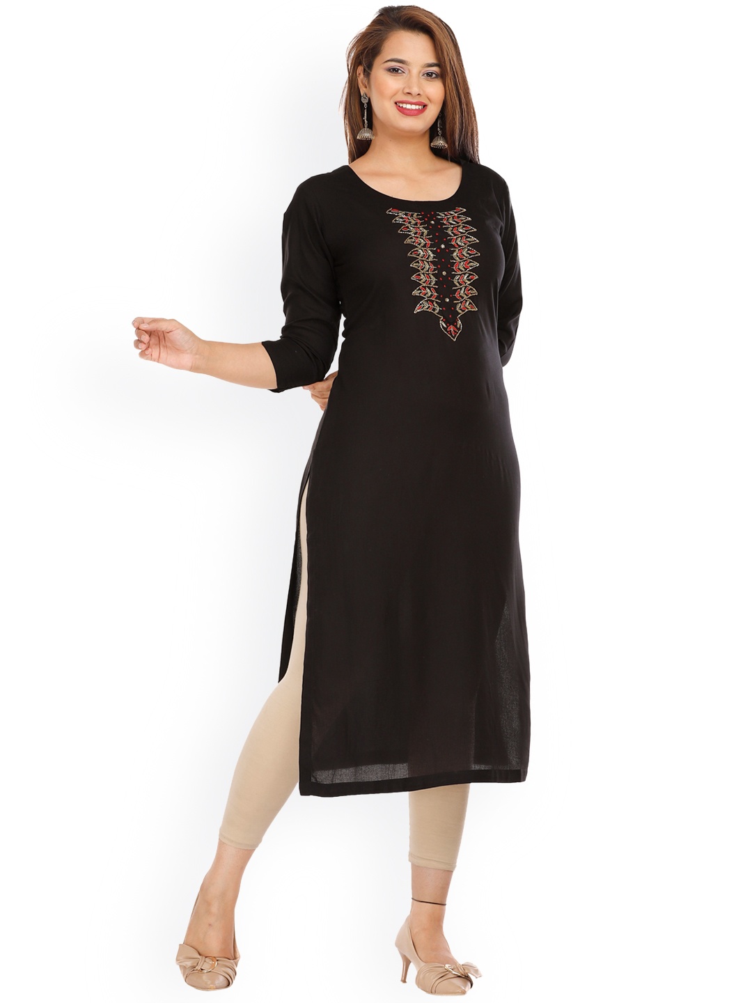 

KALINI Women Black Embellished Kurta