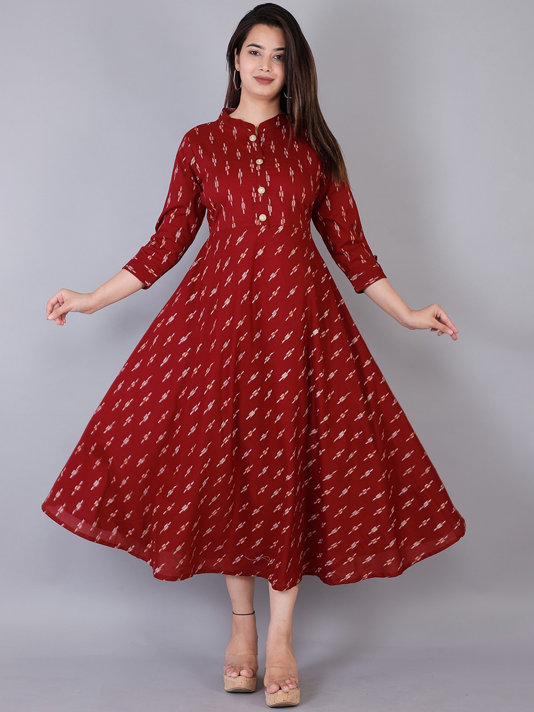 

KALINI Women Maroon Geometric Printed Anarkali Kurta