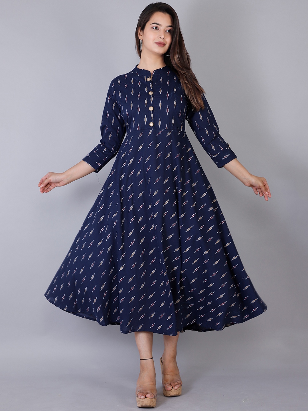 

KALINI Women Navy Blue Ethnic Motifs Printed Anarkali Kurta