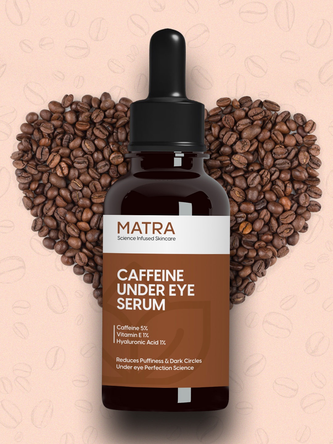 

MATRA 5% Caffeine Under Eye Serum with Vitamin E & Hyaluronic Acid 30 ml, Brown