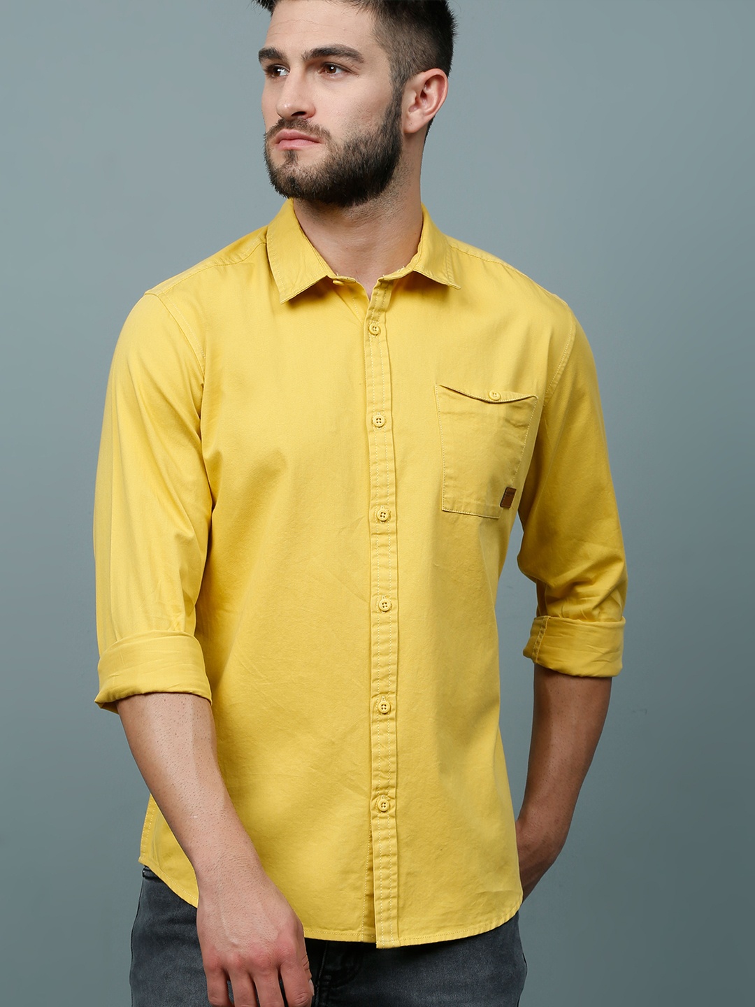 

HERE&NOW Men Mustard Slim Fit Casual Shirt