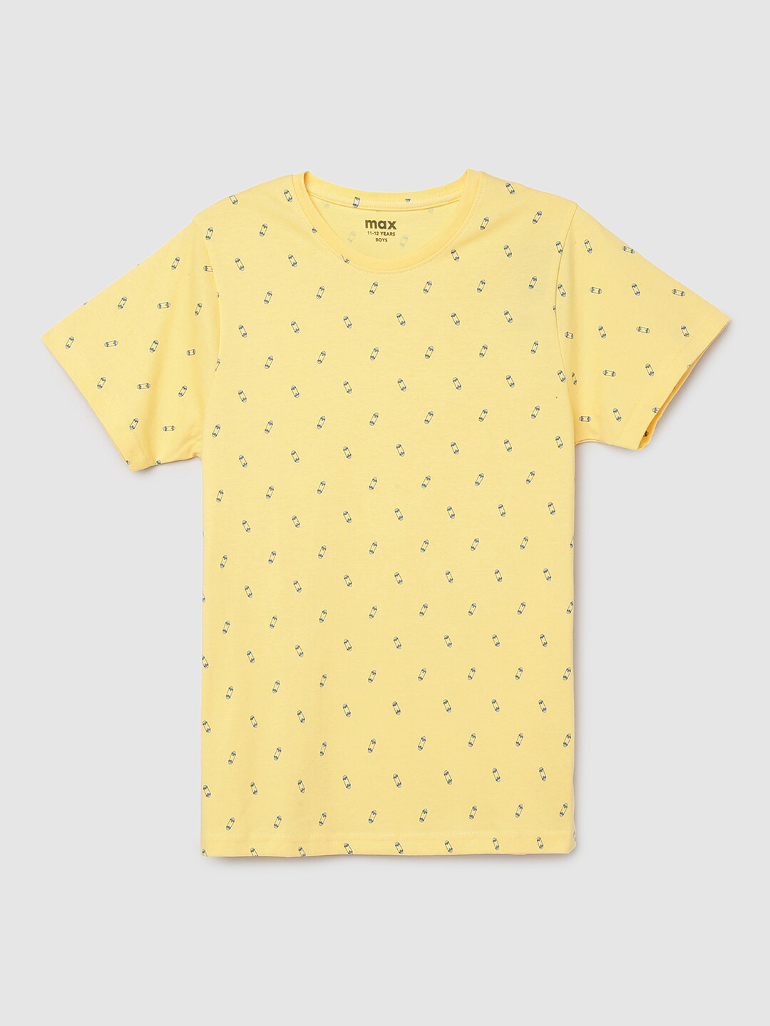 

max Boys Yellow Printed Pure Cotton T-shirt