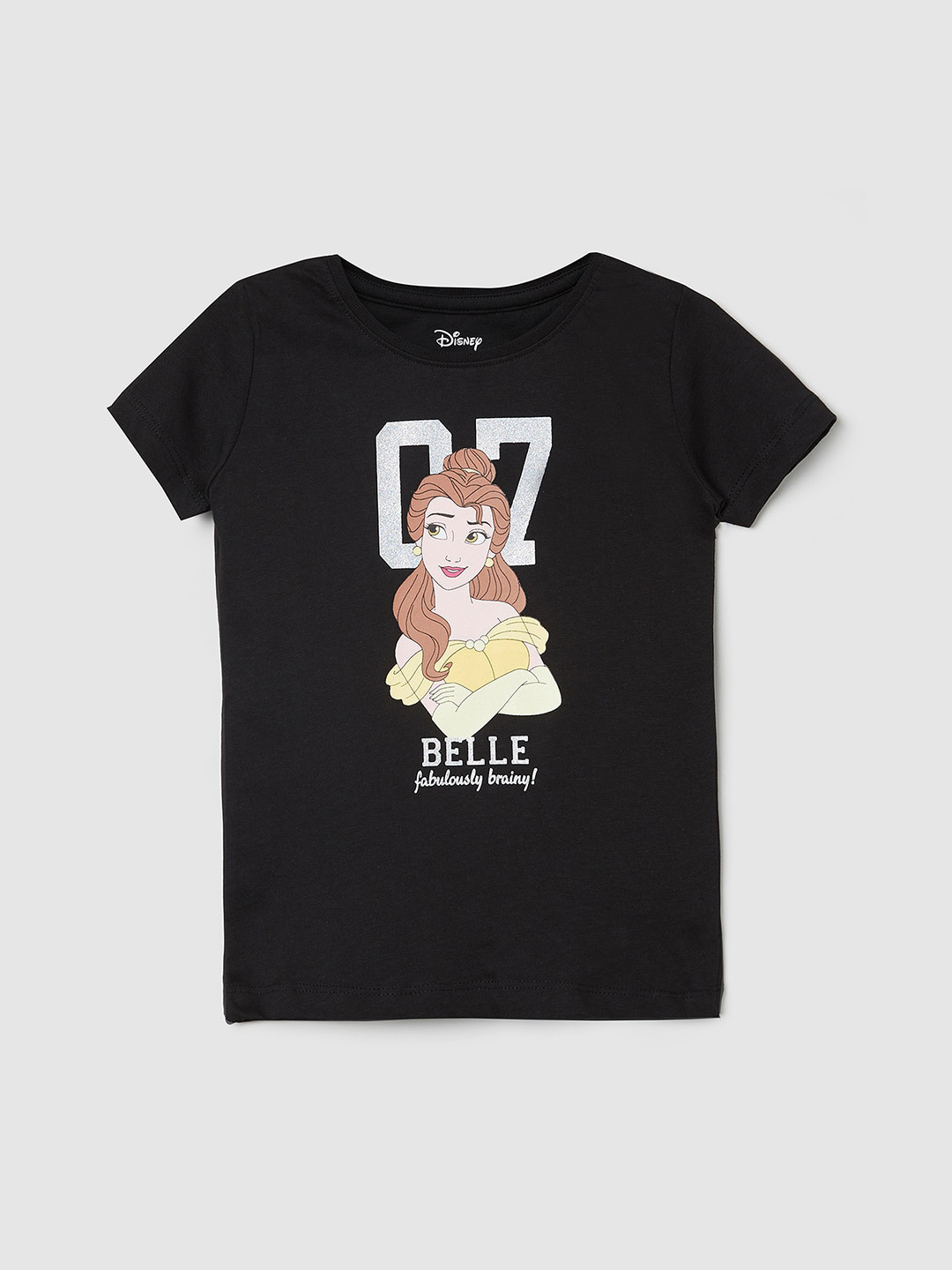 

max Girls Black & Grey Belle Printed Pure Cotton T-shirt