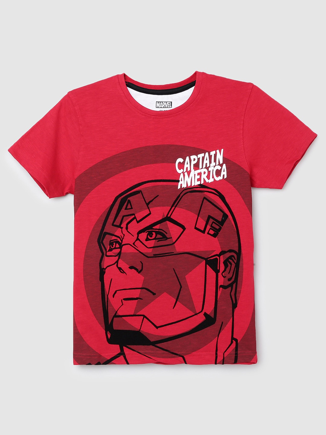 

max Boys Red & Black Captain America Printed Pure Cotton T-shirt
