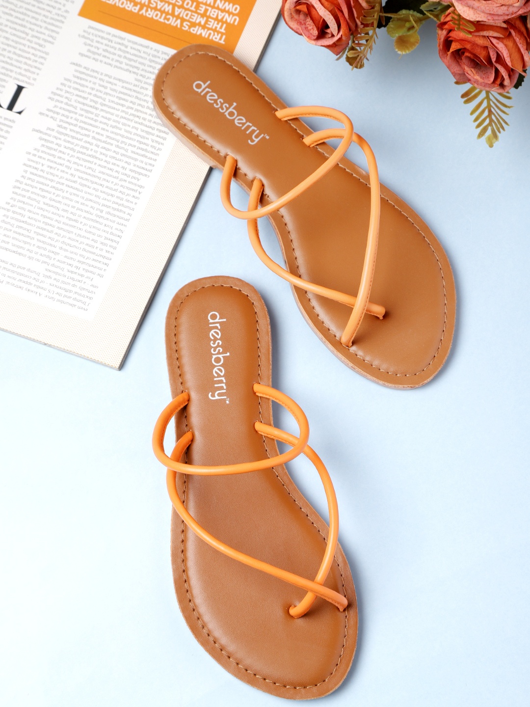 

DressBerry Women Orange Soid One Toe Flats