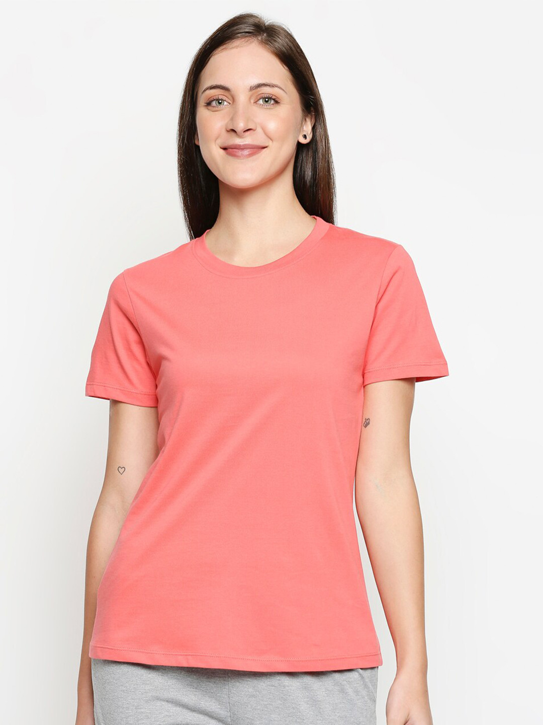 

XIN Women Coral Solid T-shirt