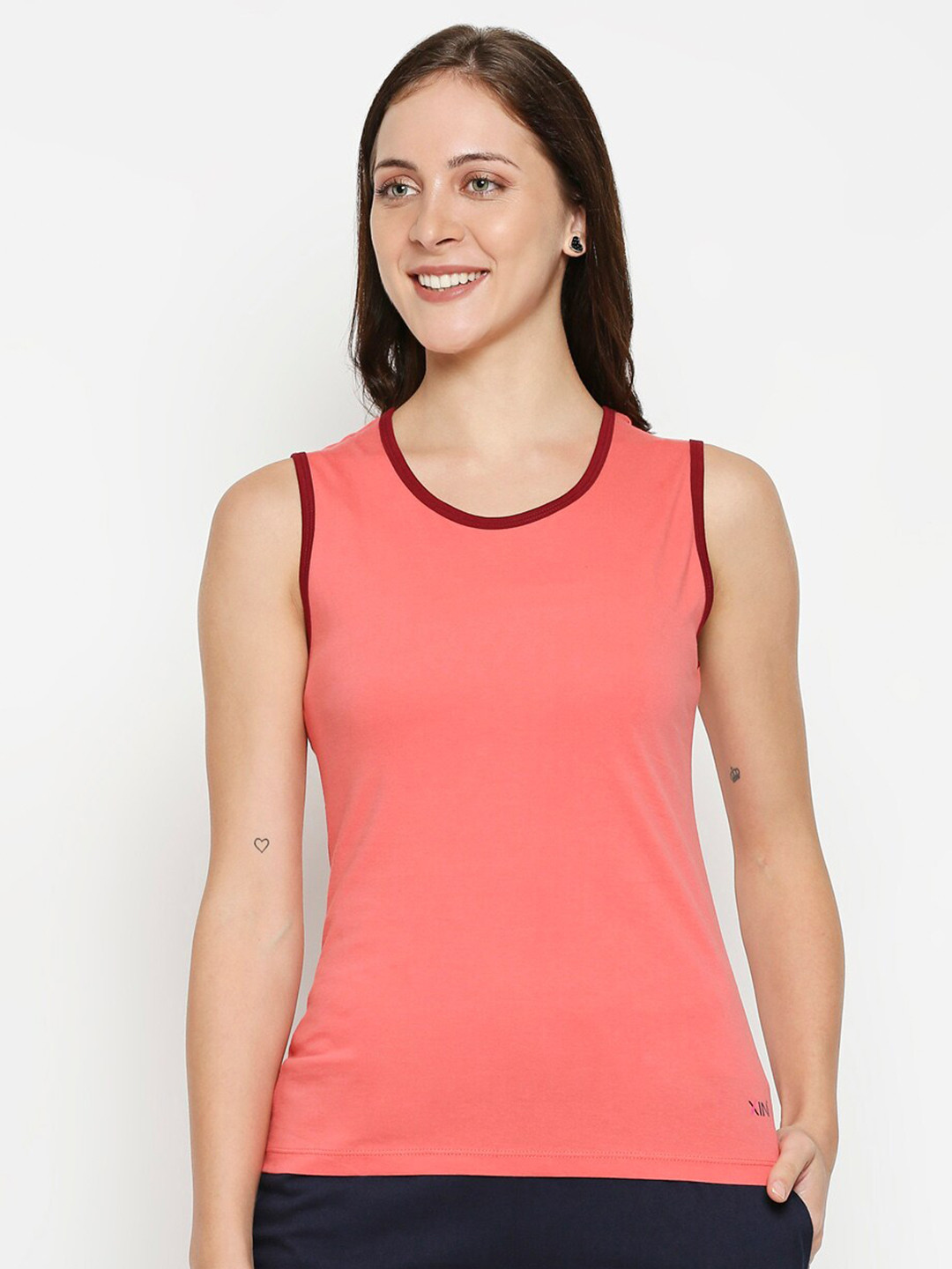 

XIN Women Coral-coloured Cotton T-shirt