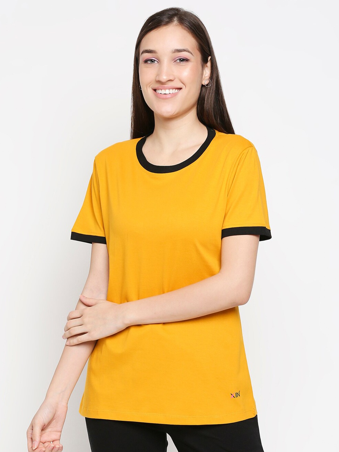 

XIN Women Mustard Yellow Cotton T-shirt