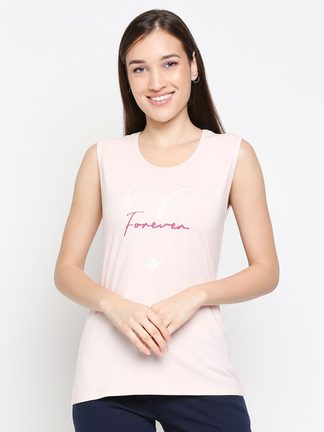 

XIN Women Peach-Coloured Typography Printed T-shirt