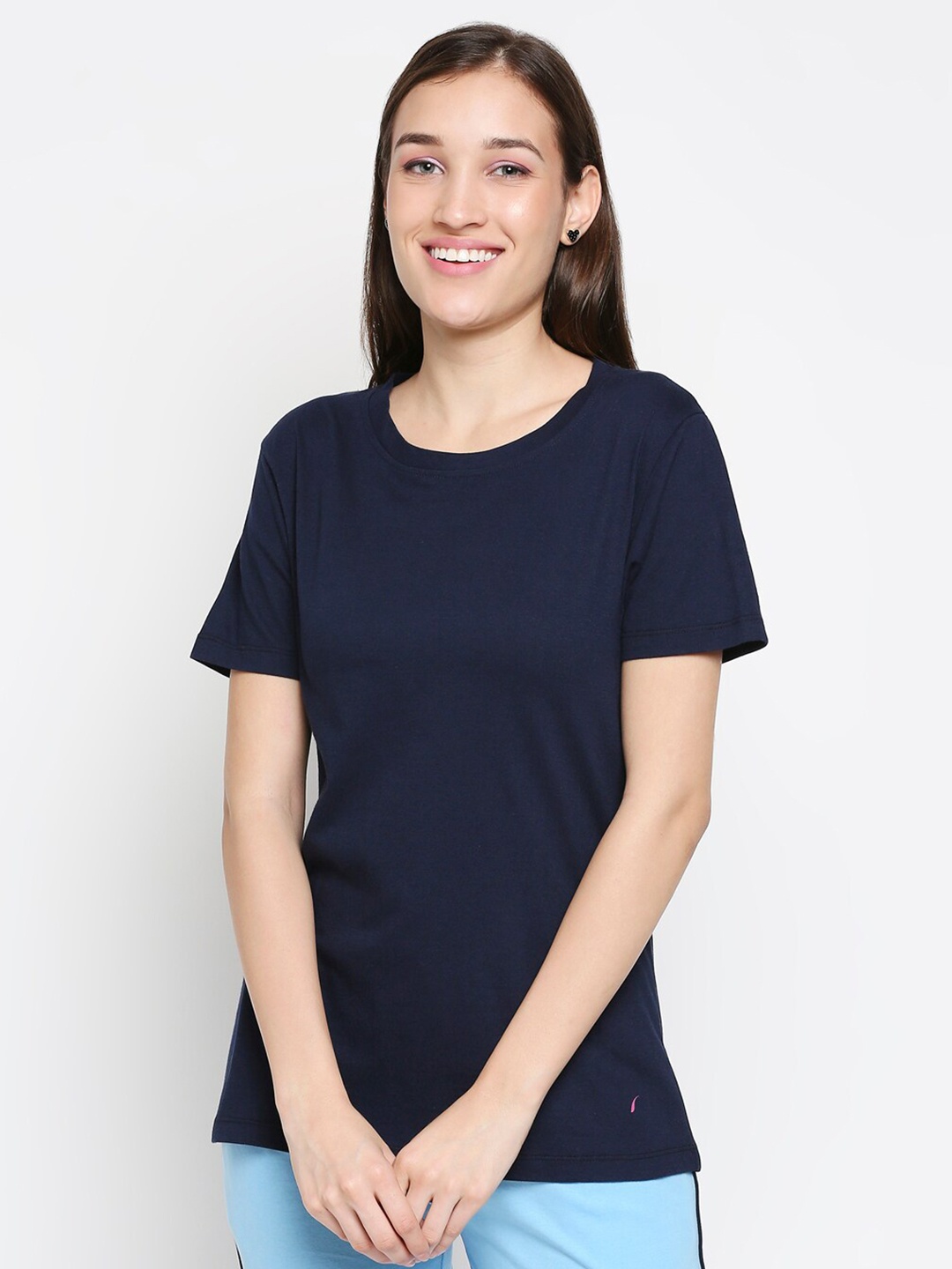 

XIN Women Navy Blue Cotton T-shirt