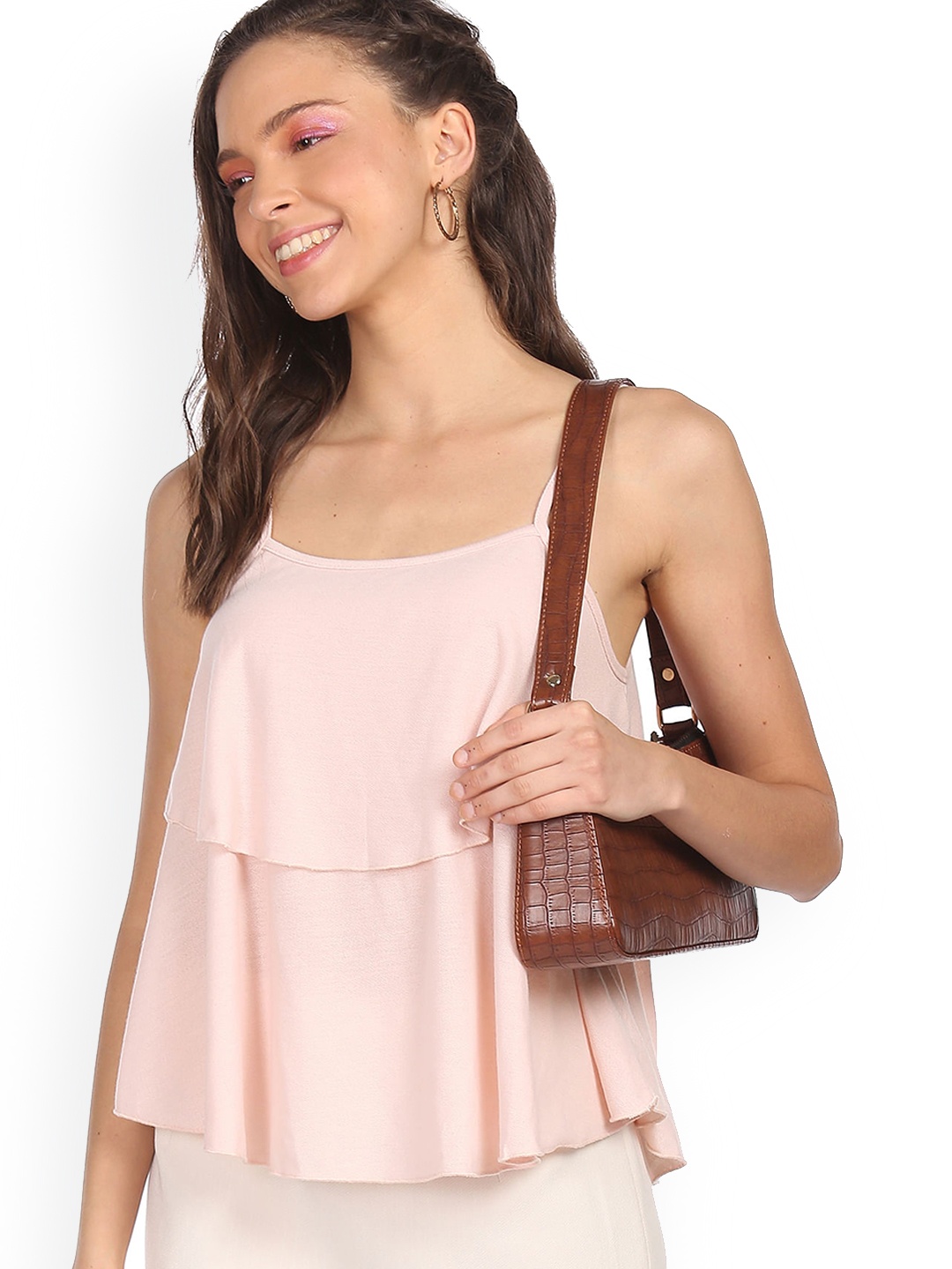 

Sugr Peach-Coloured Layered Tiered Top