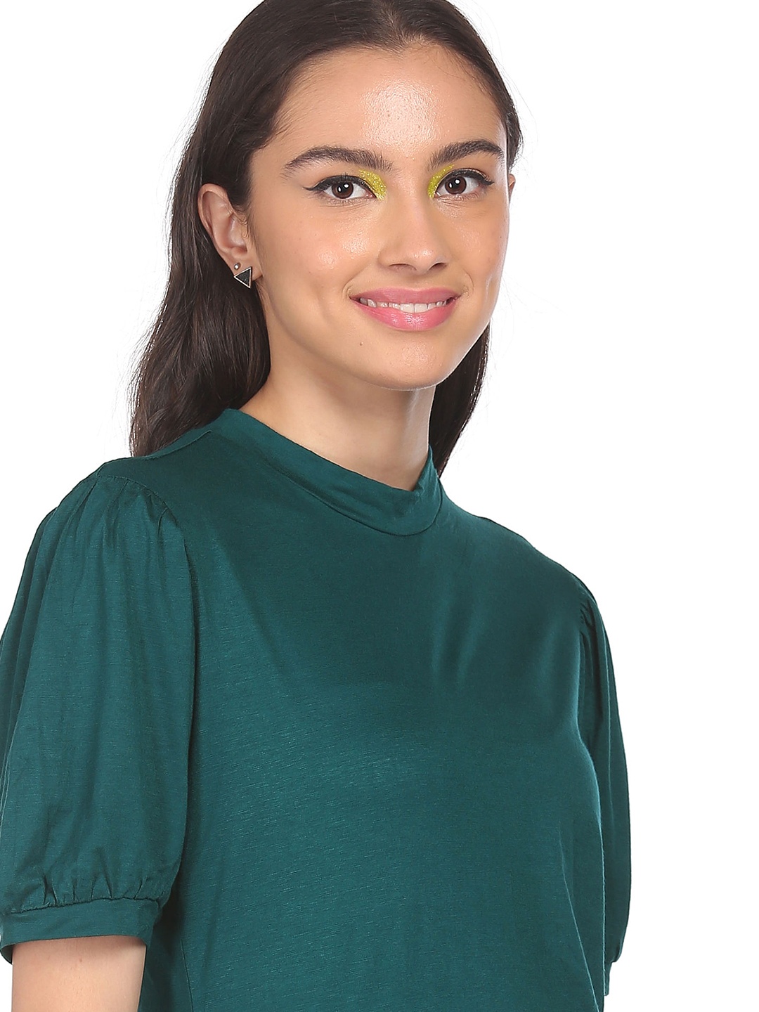 

Sugr Women Teal Green Solid Top