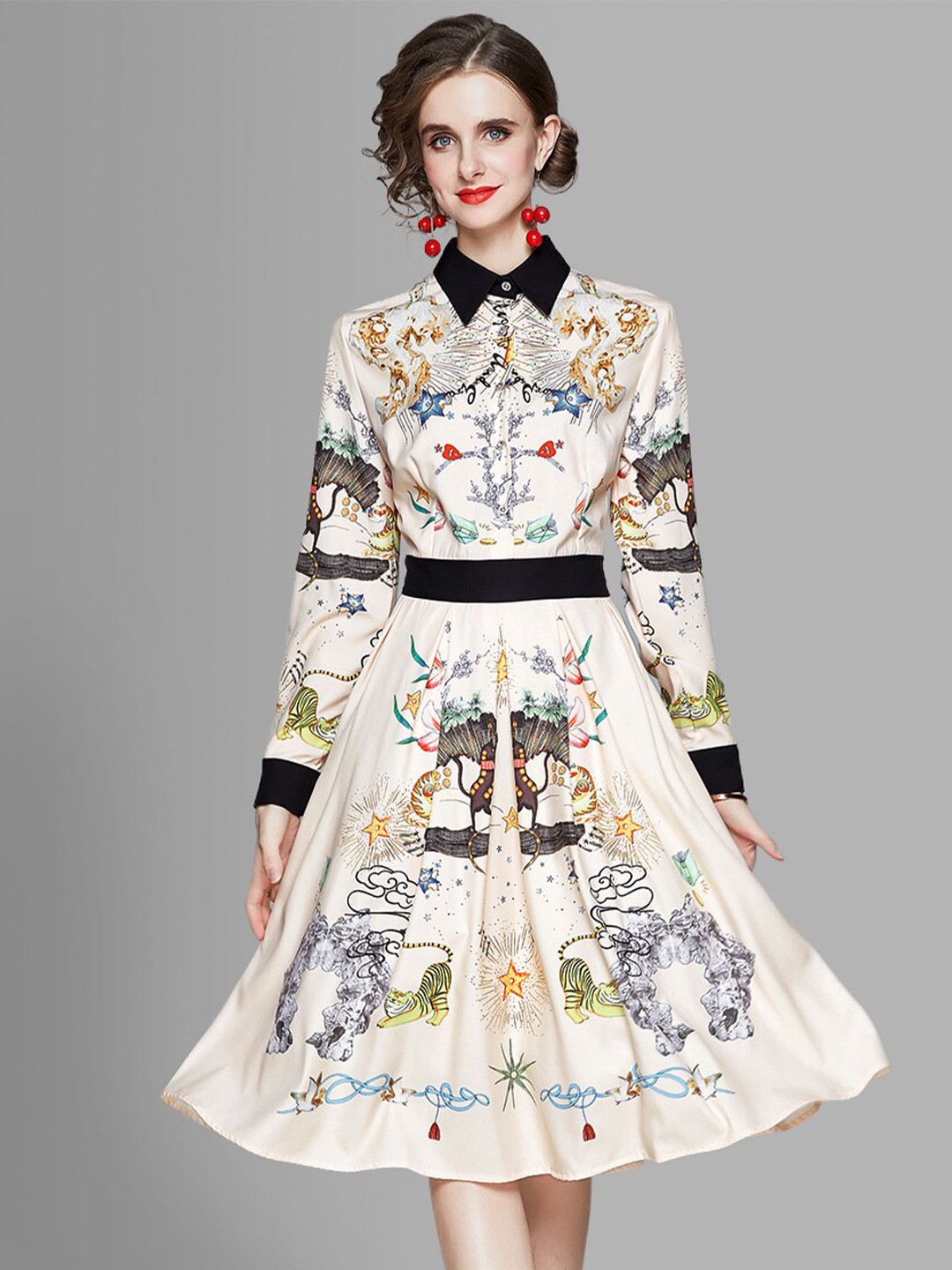 

JC Collection Yellow Ethnic Motifs Shirt Midi Dress