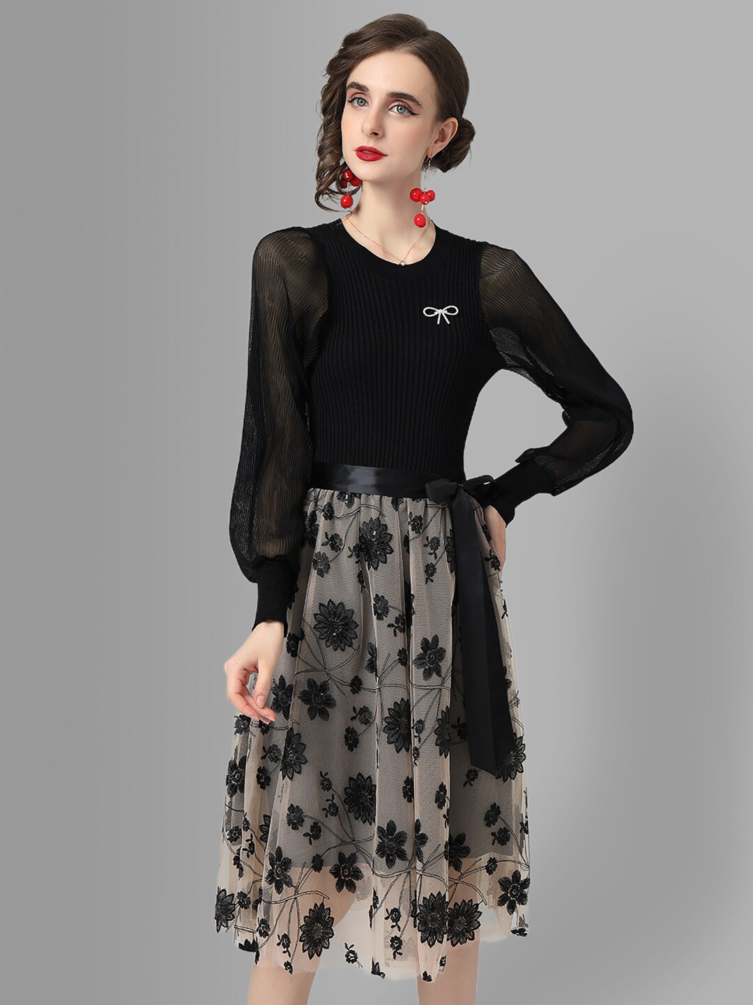 

JC Collection Black A-Line Dress
