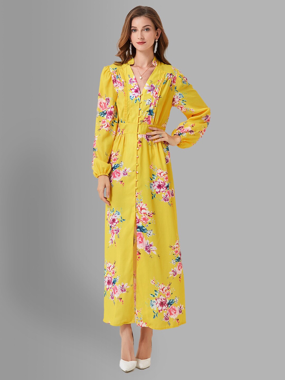 

JC Collection Yellow Floral Maxi Dress