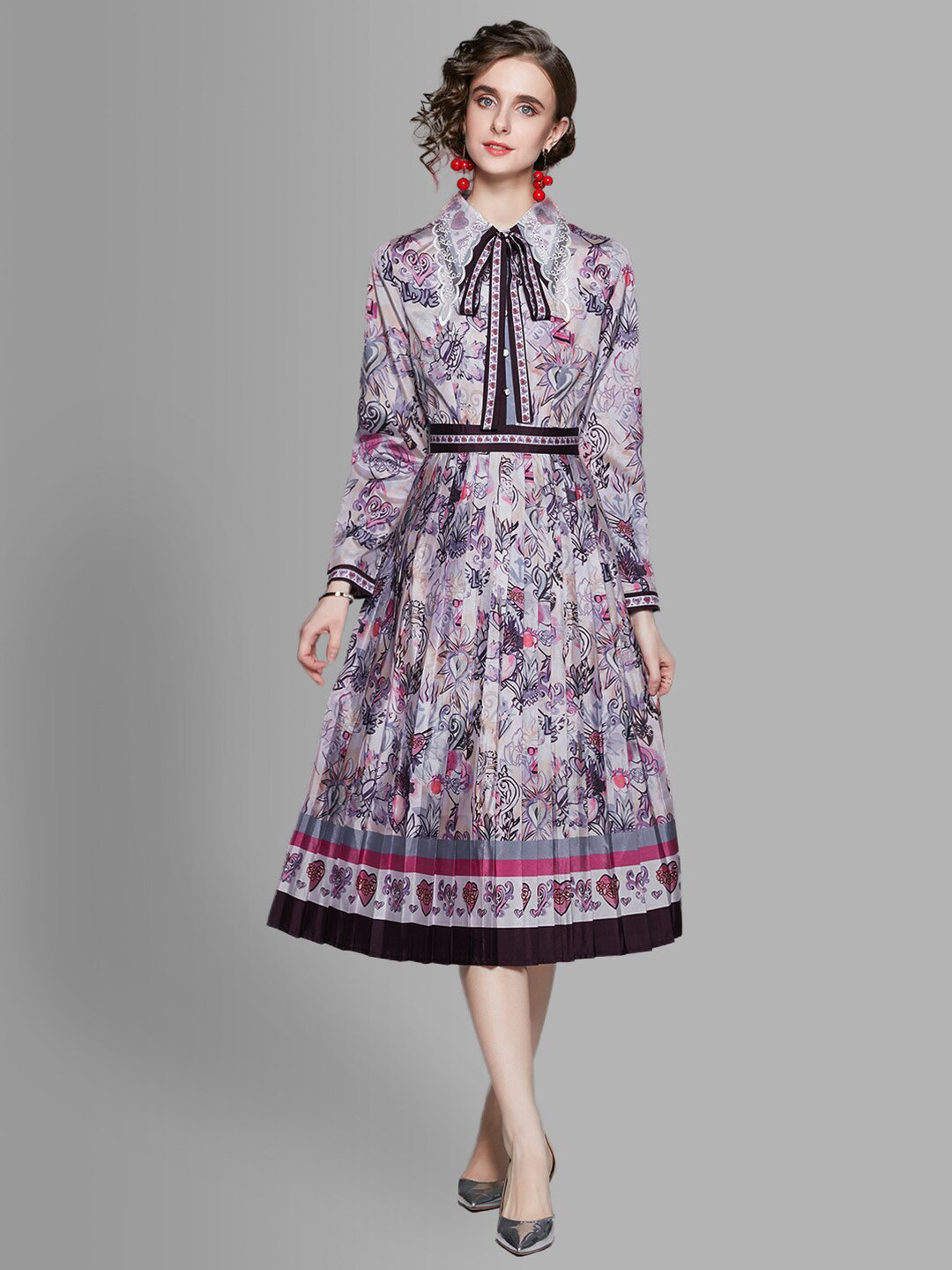 

JC Collection Purple Floral Shirt Midi Dress