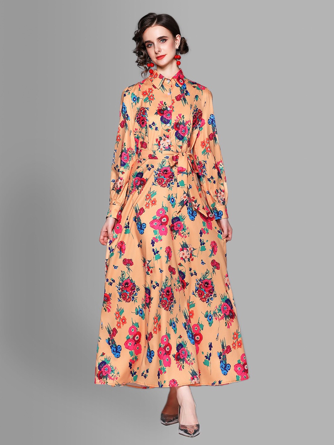 

JC Collection Multicoloured Floral Maxi Dress With Belt, Multi