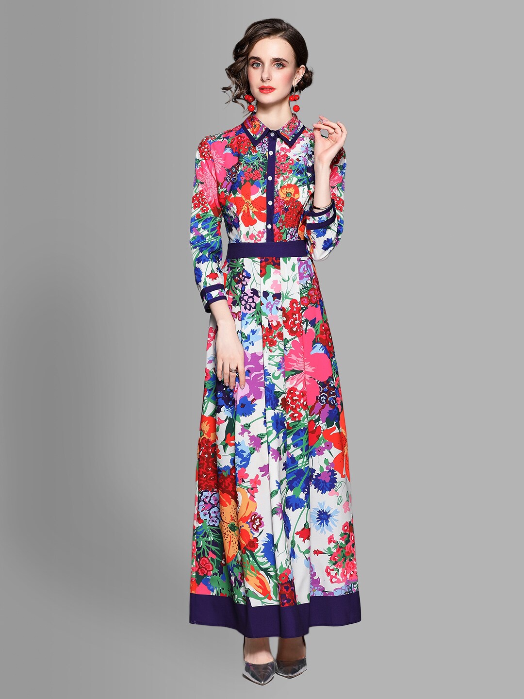 

JC Collection Multicoloured Floral Maxi Dress With Belt, Multi