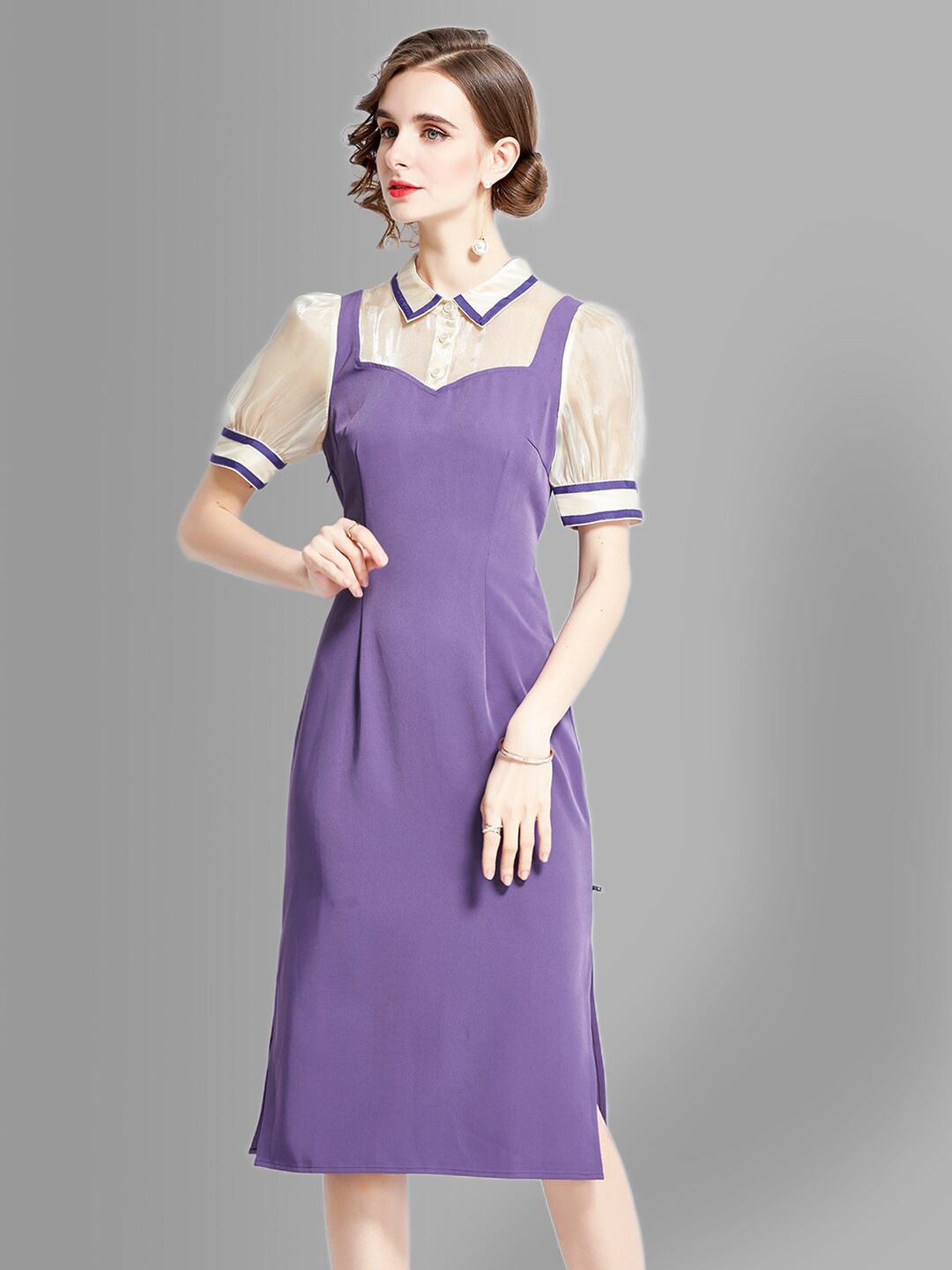 

JC Collection Purple Sheath Midi Dress