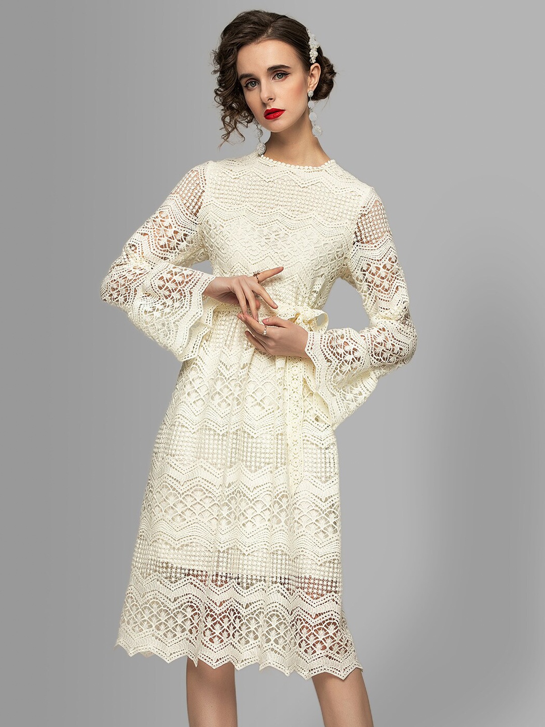 

JC Collection White Self Design Sheath Dress
