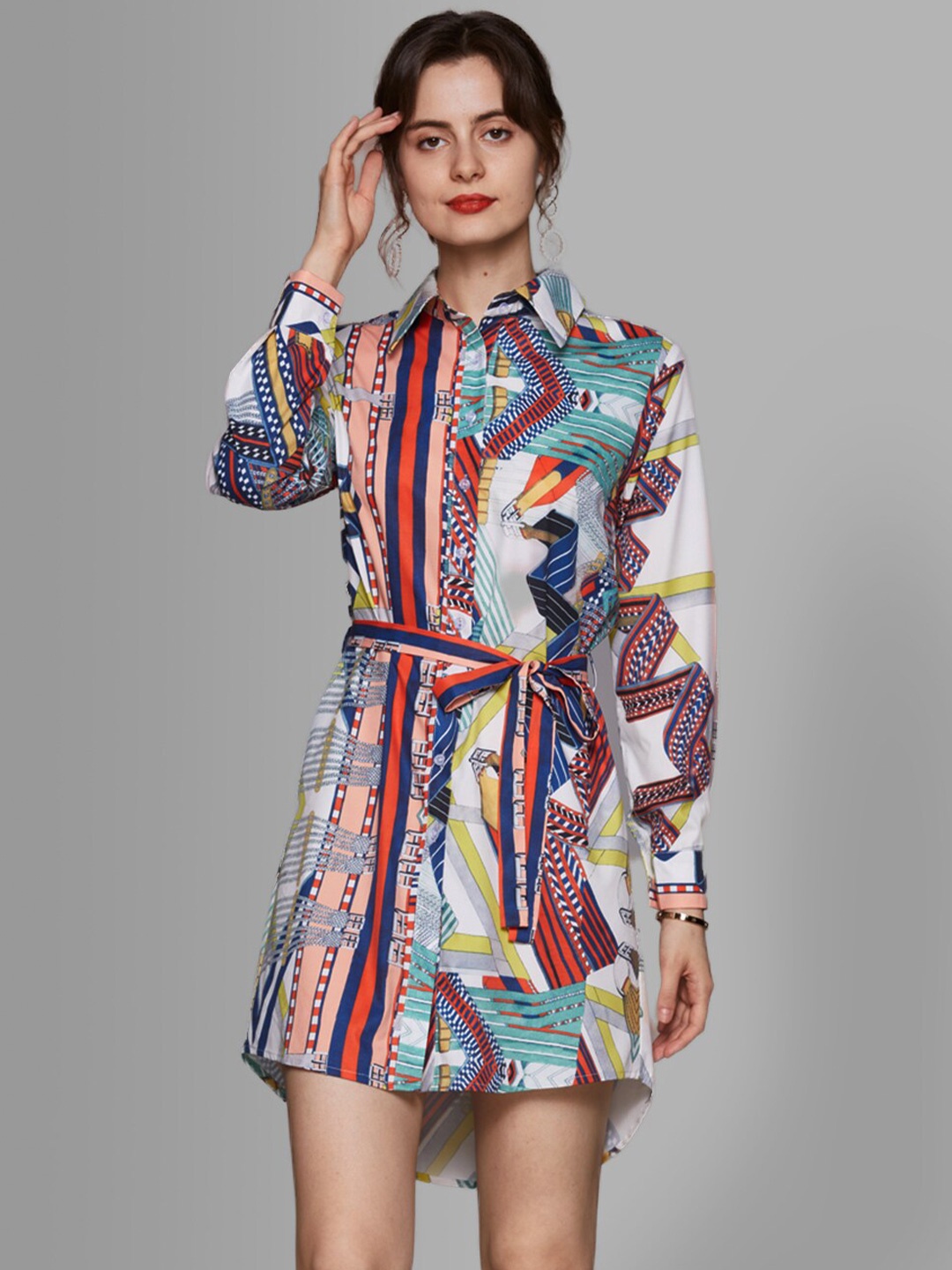 

JC Collection Women Multicoloured Printed Shirt Dress, Multi