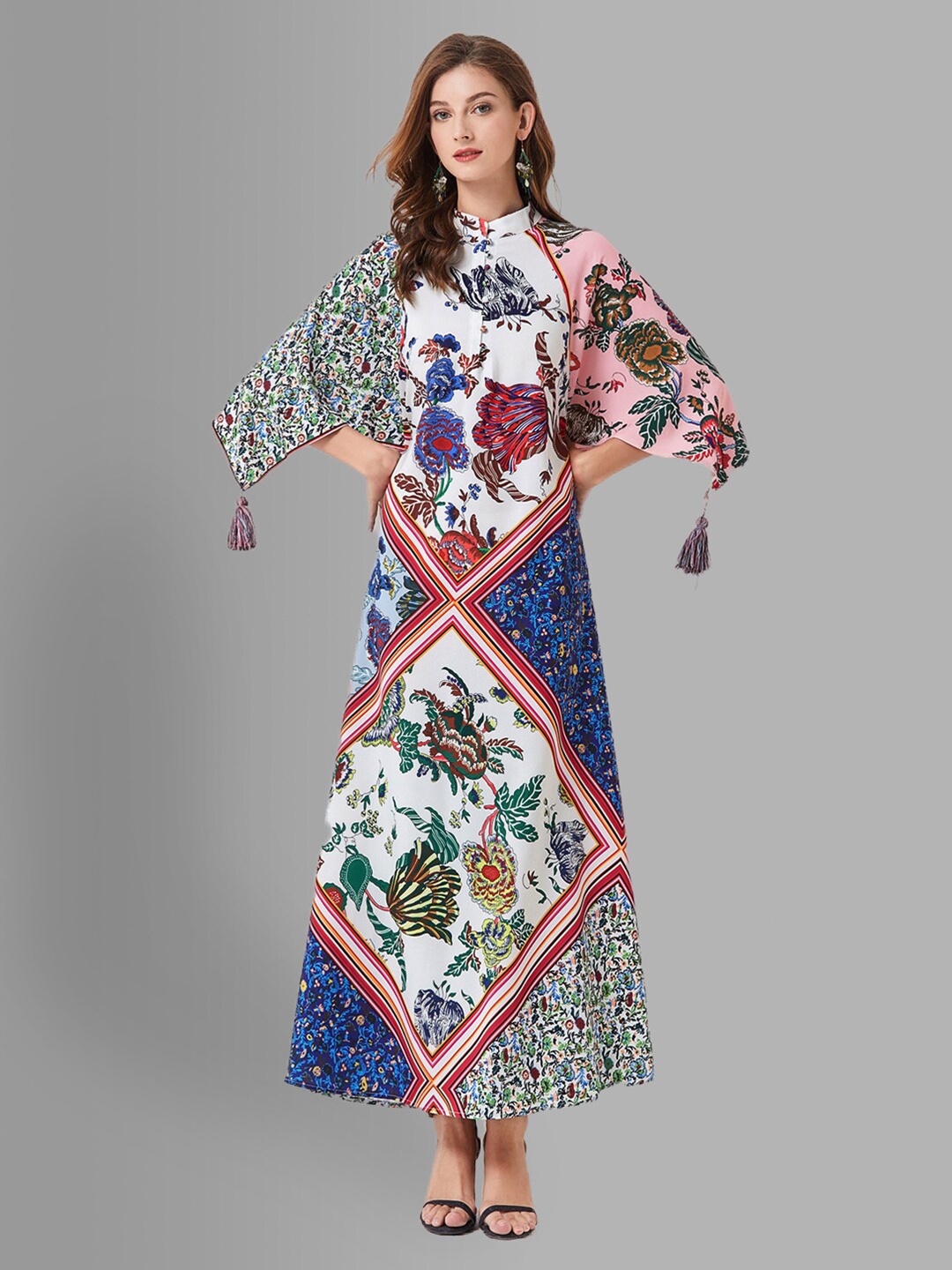 

JC Collection Blue Ethnic Motifs Maxi Dress