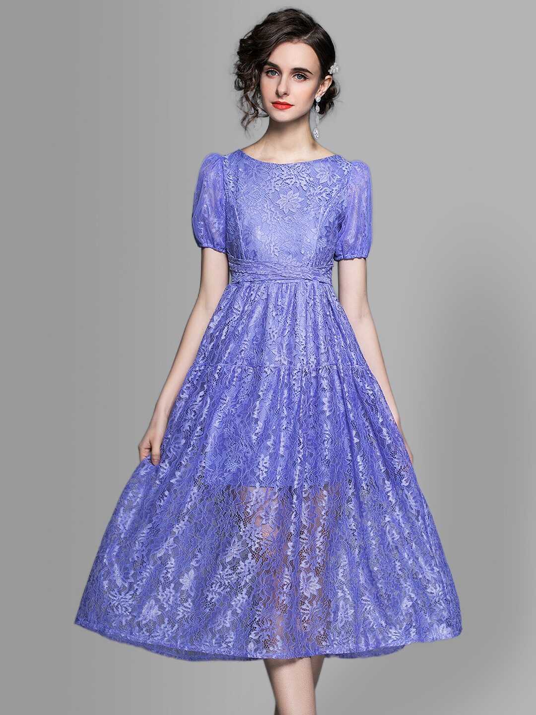 

JC Collection Blue Ethnic Motifs Midi Dress