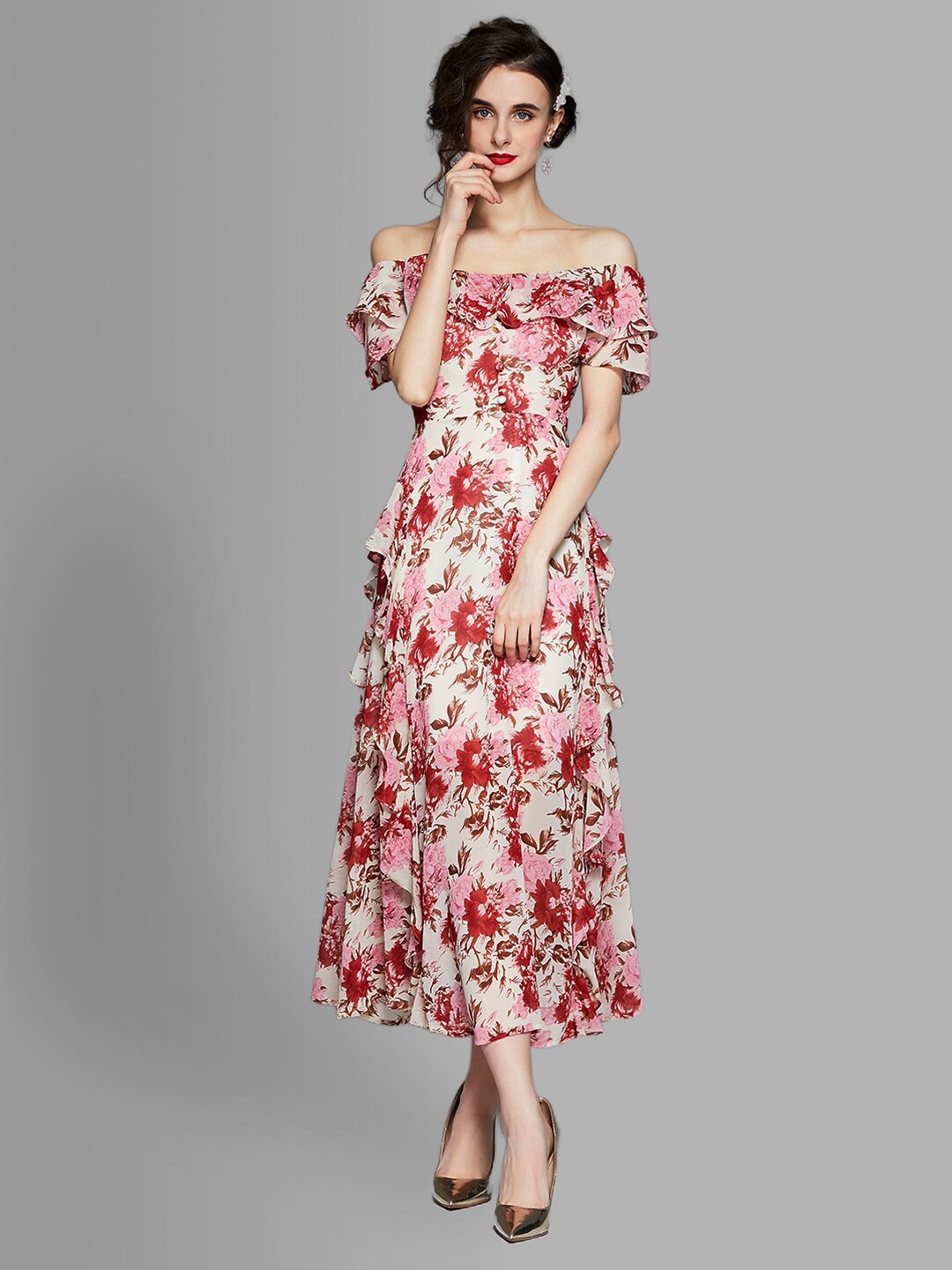 

JC Collection Multicoloured Floral A-Line Maxi Dress, Multi