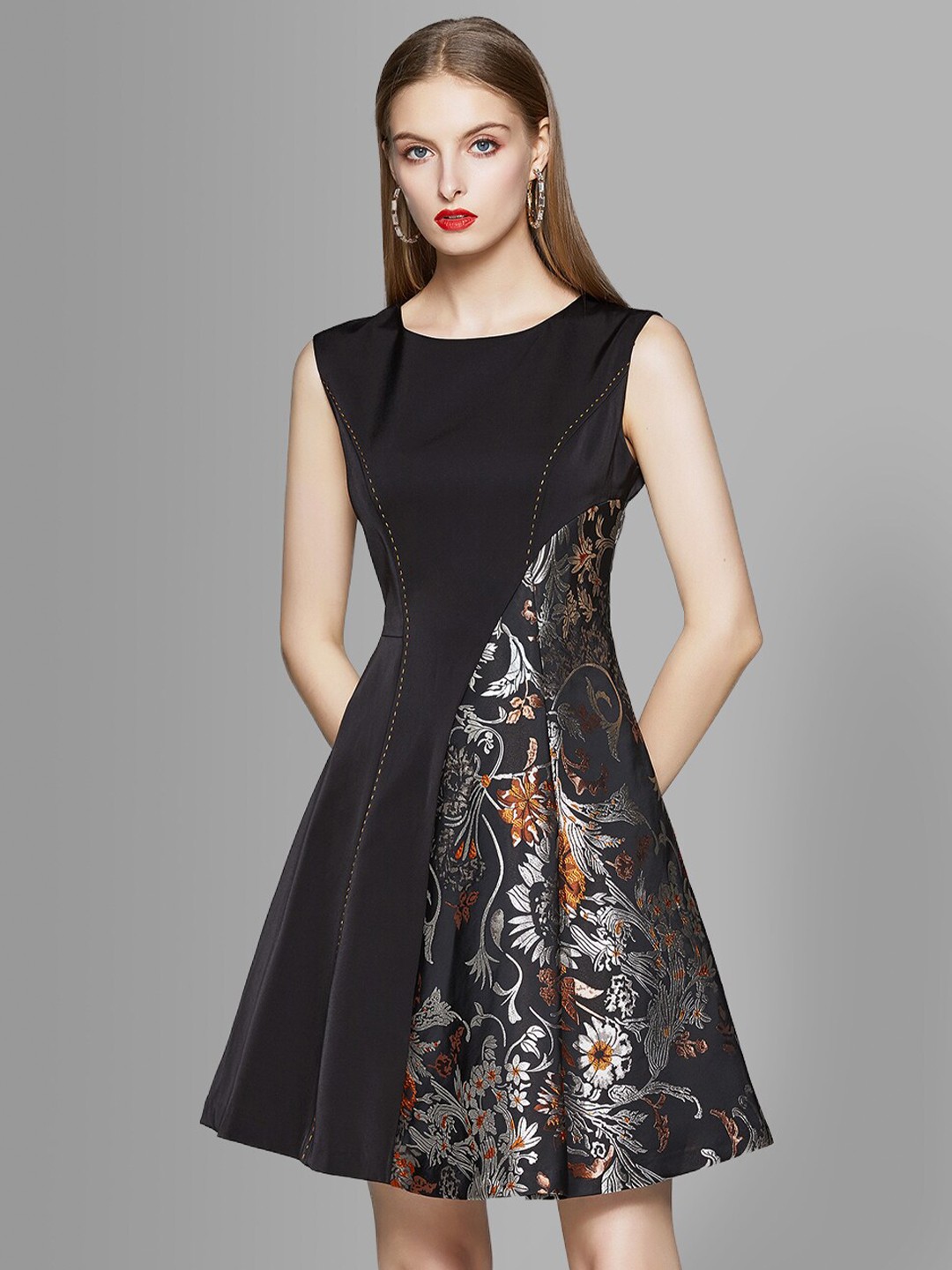 

JC Collection Black Floral Printed Mini Dress