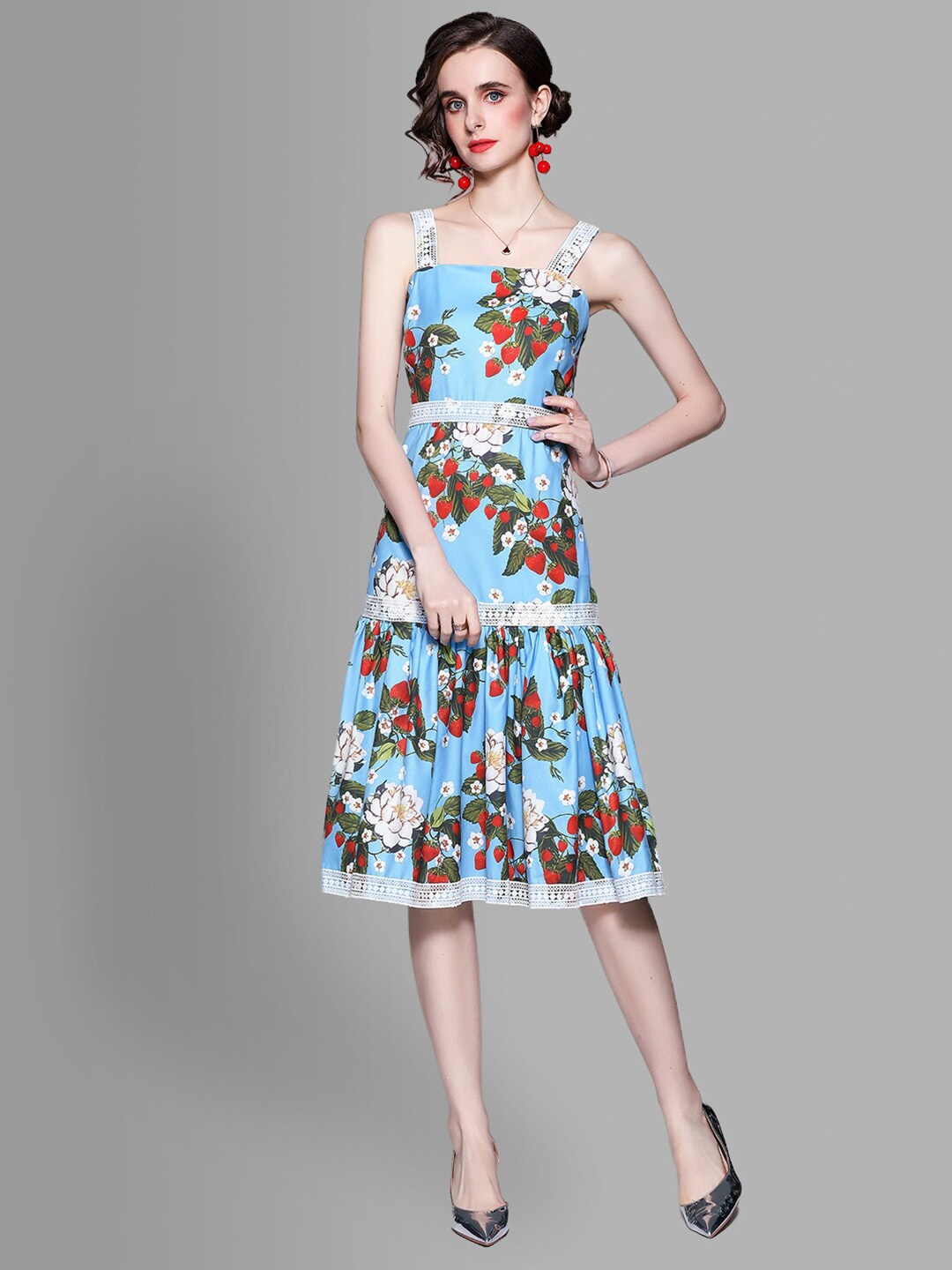 

JC Collection Blue Floral Midi Dress