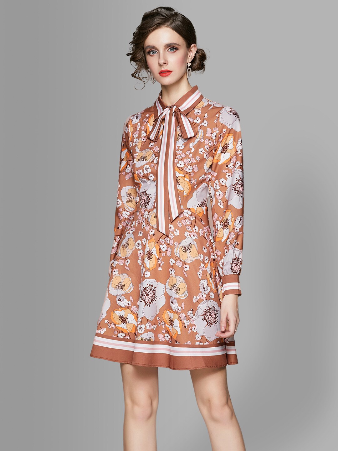 

JC Collection Multicoloured Floral Printed Fit and Flare Dress, Multi