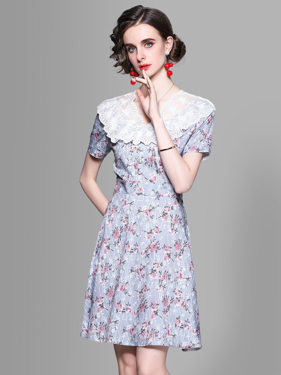 

JC Collection Multicoloured Floral Lace Dress, Multi