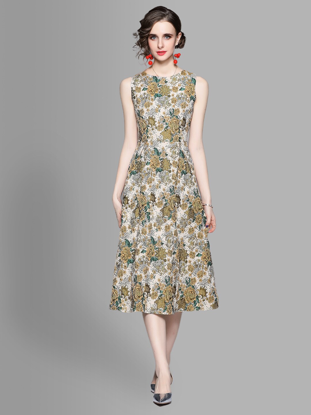 

JC Collection White & Yellow Floral Midi Dress
