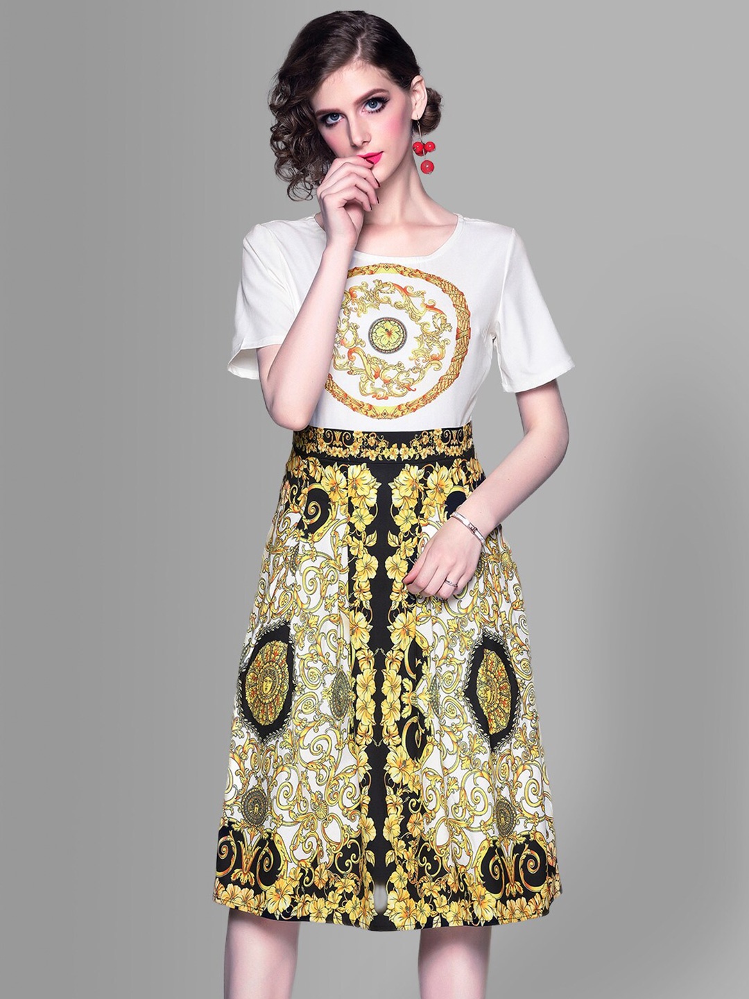 

JC Collection Green Floral Print Fit & Flare Dress