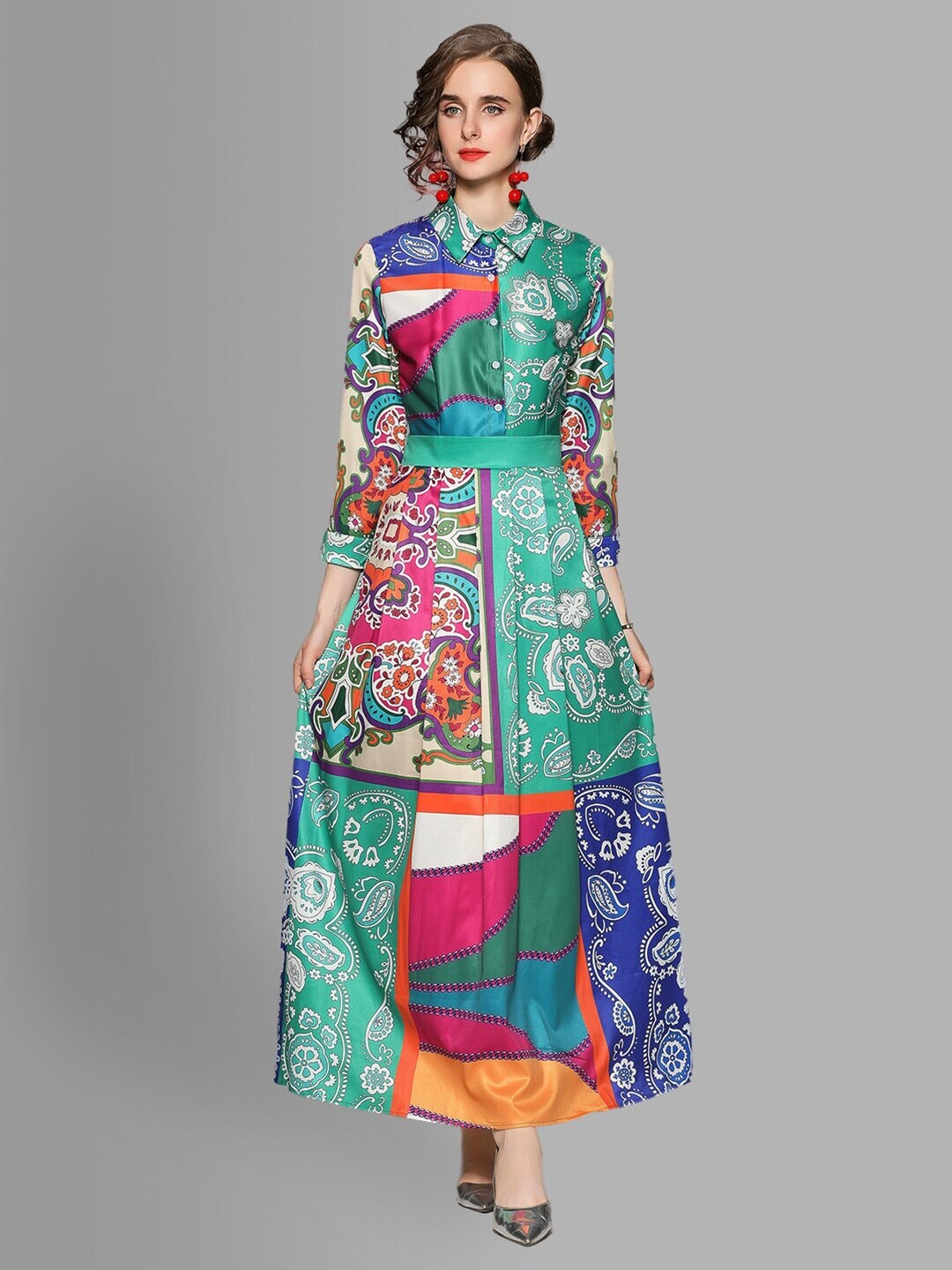 

JC Collection Multicoloured Ethnic Motifs Maxi Dress, Multi