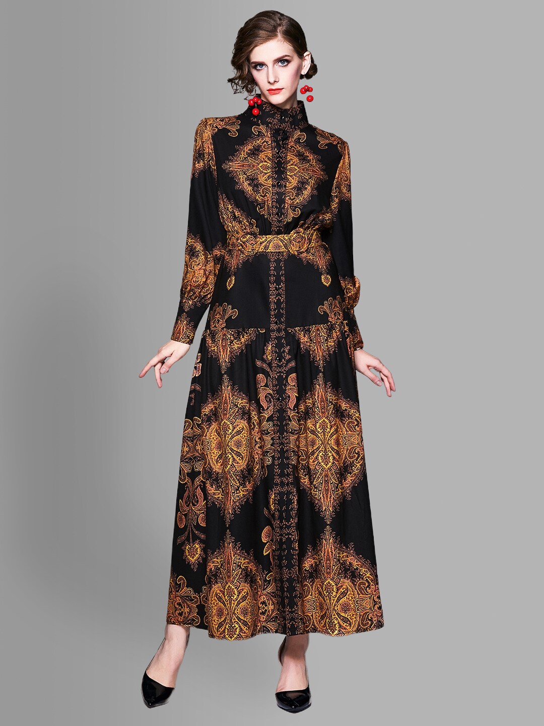 

JC Collection Black Ethnic Motifs Maxi Dress