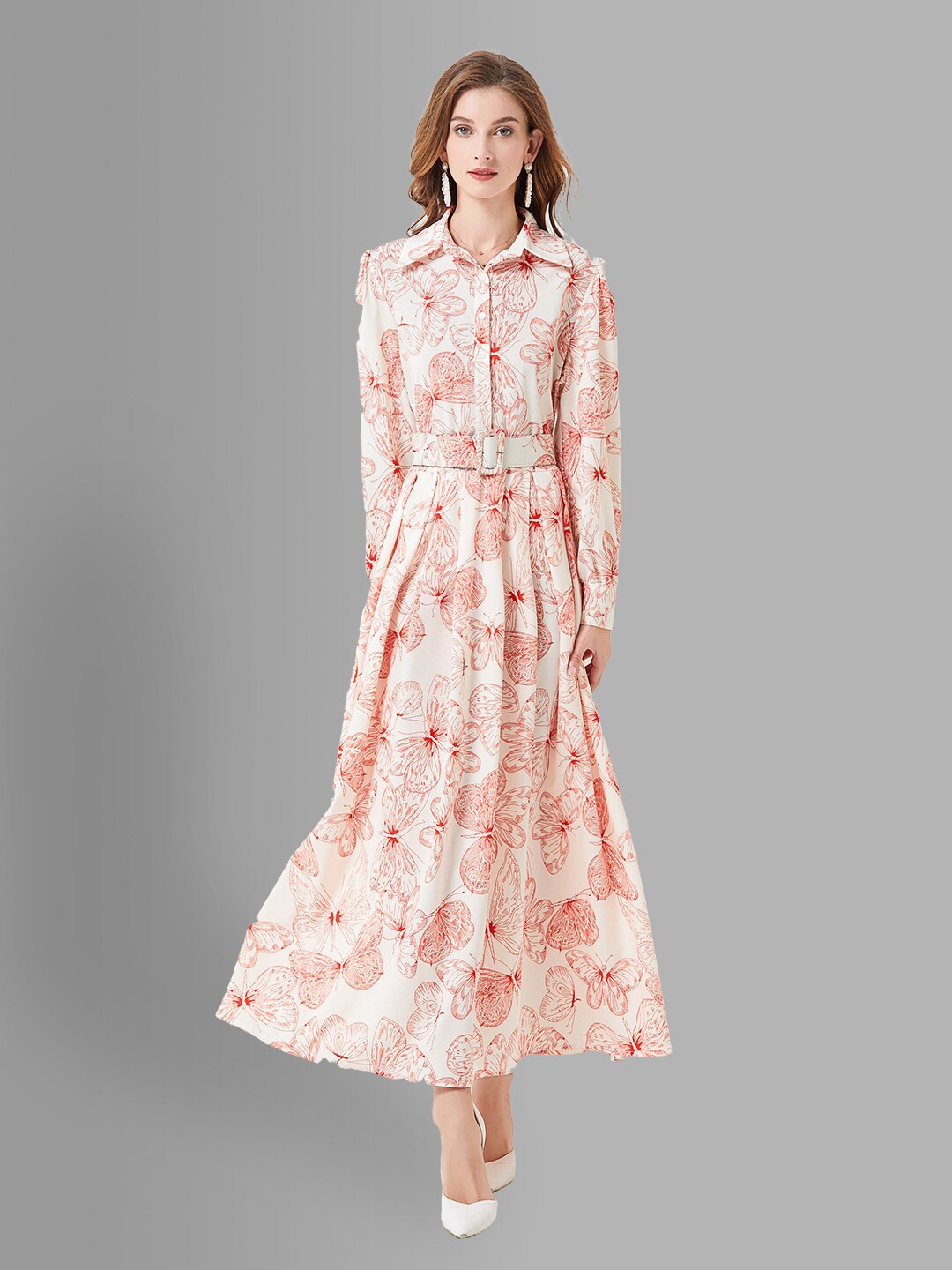 

JC Collection Pink & Off White Floral Maxi Dress