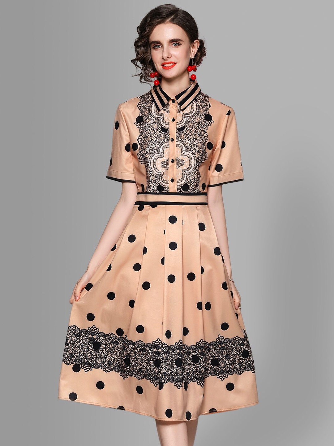 

JC Collection Black & Orange Printed Dress