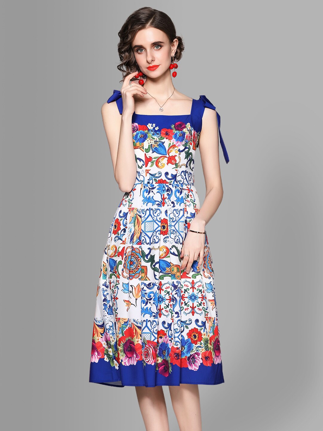 

JC Collection Multicoloured Floral A-Line Dress, Multi