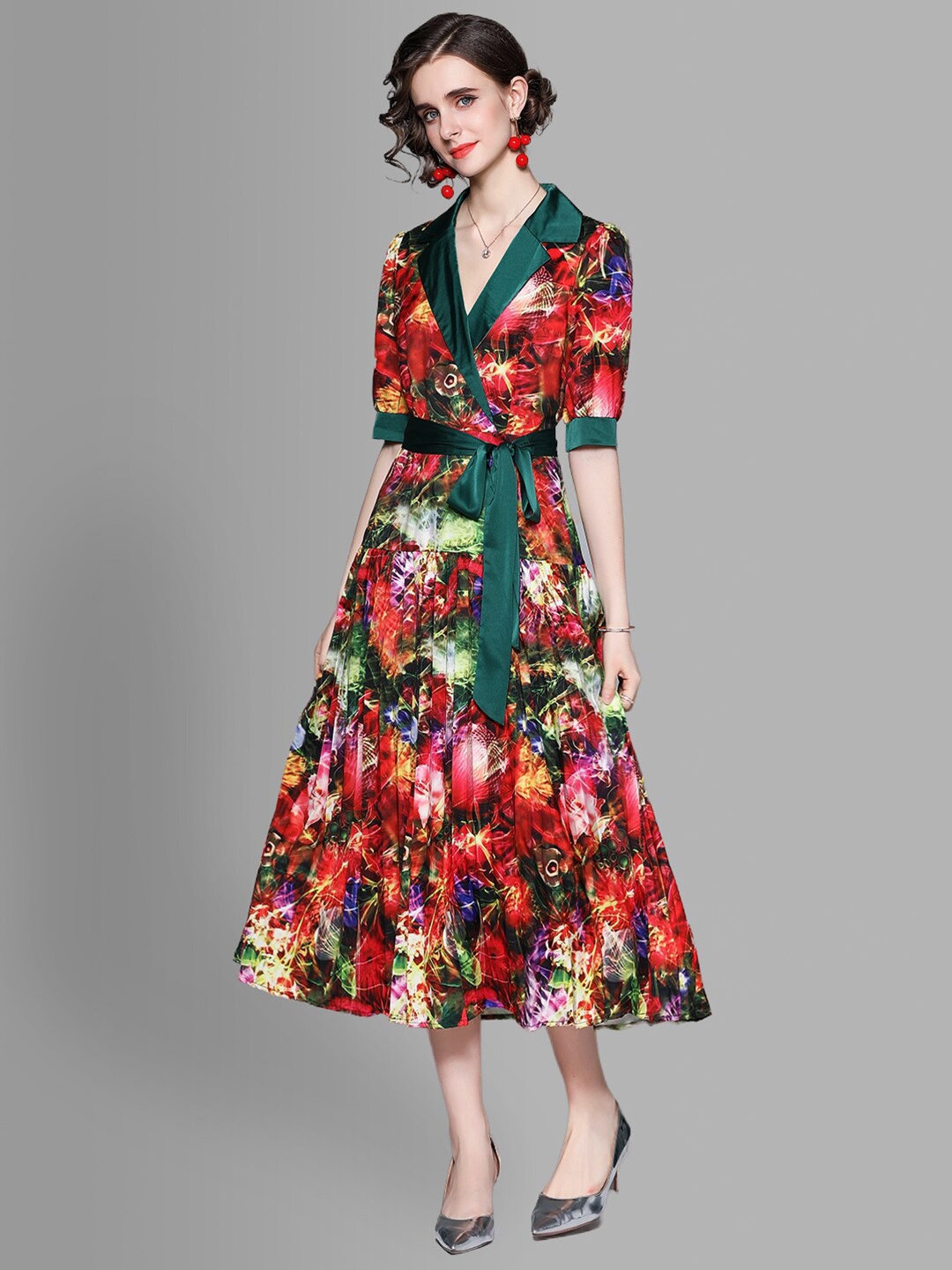 

JC Collection Green Floral Midi Dress