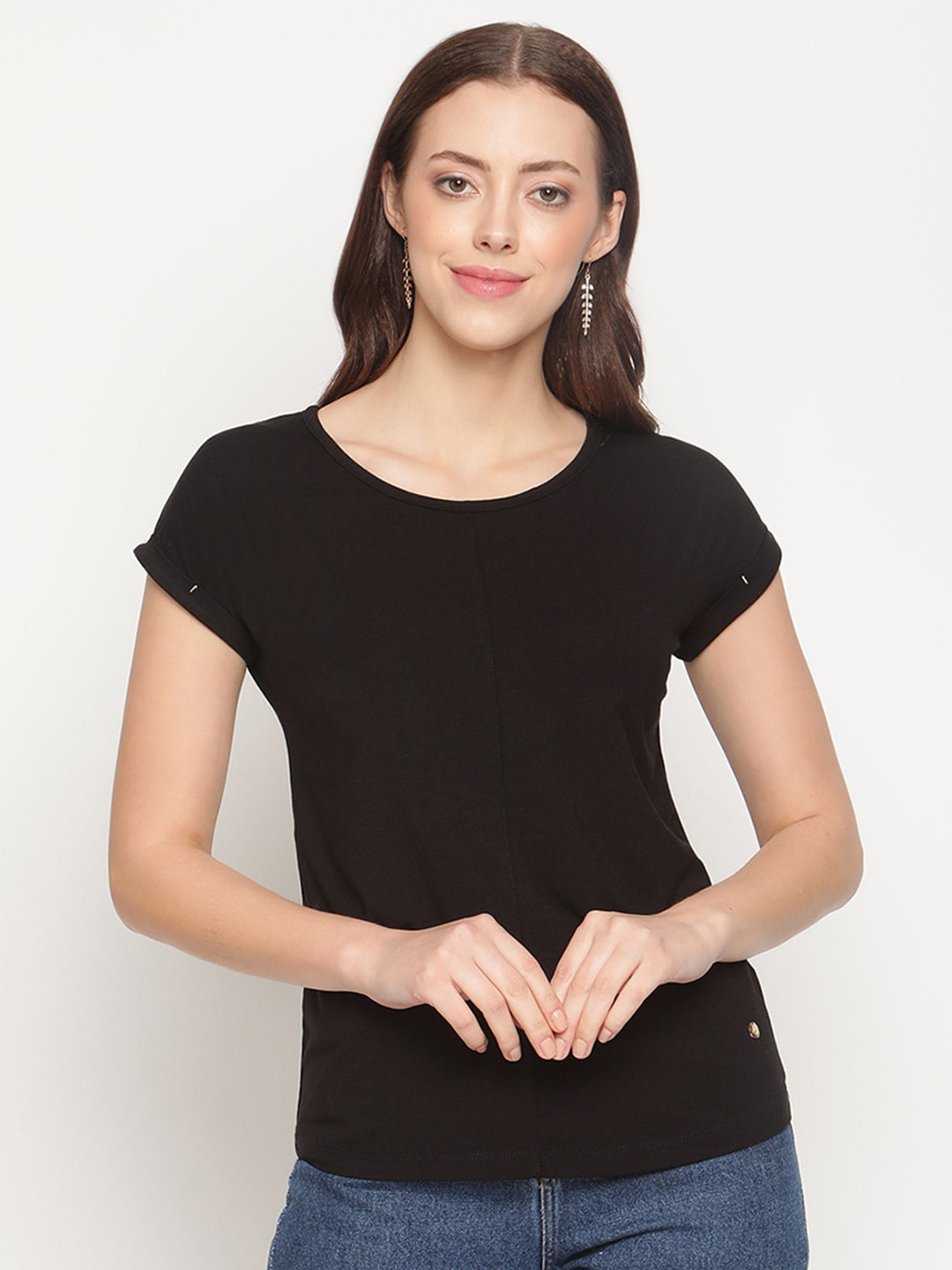 

METTLE Women Black T-shirt