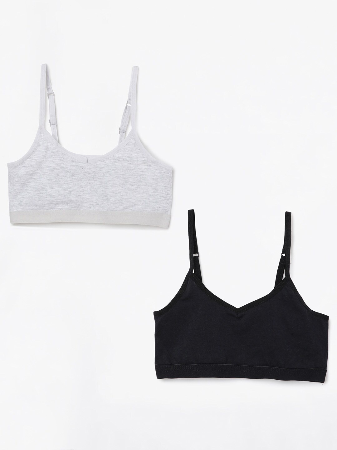 

Fame Forever by Lifestyle Pack Of 2 Black & Grey Melange Workout Bra