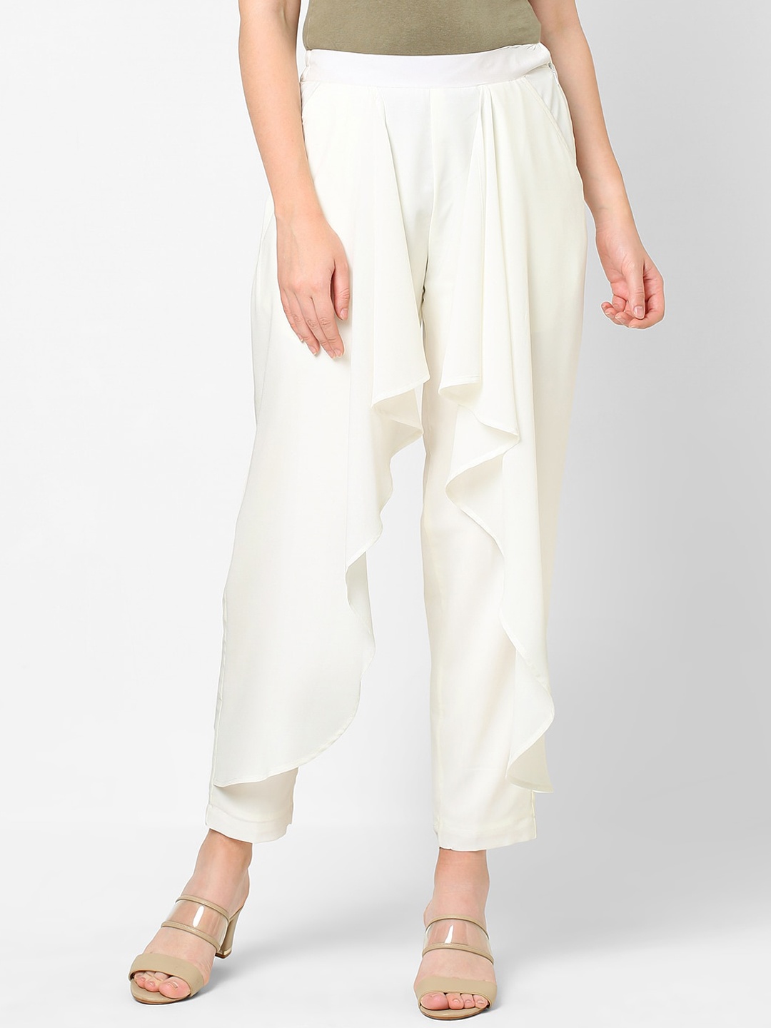 

MISH Women Off White Relaxed Easy Wash Trousers