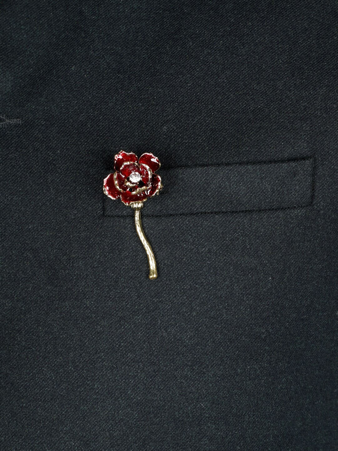 

Alvaro Castagnino Men Gold- Toned & Red Embellished Brooch Pin