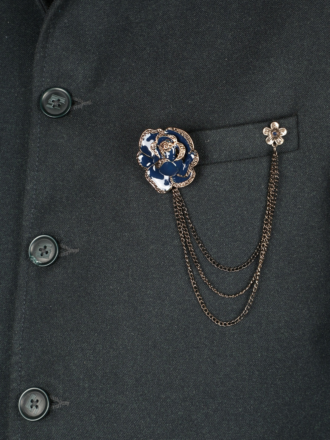 

Alvaro Castagnino Men Gold-Toned & Blue Stone-Studded Brooch